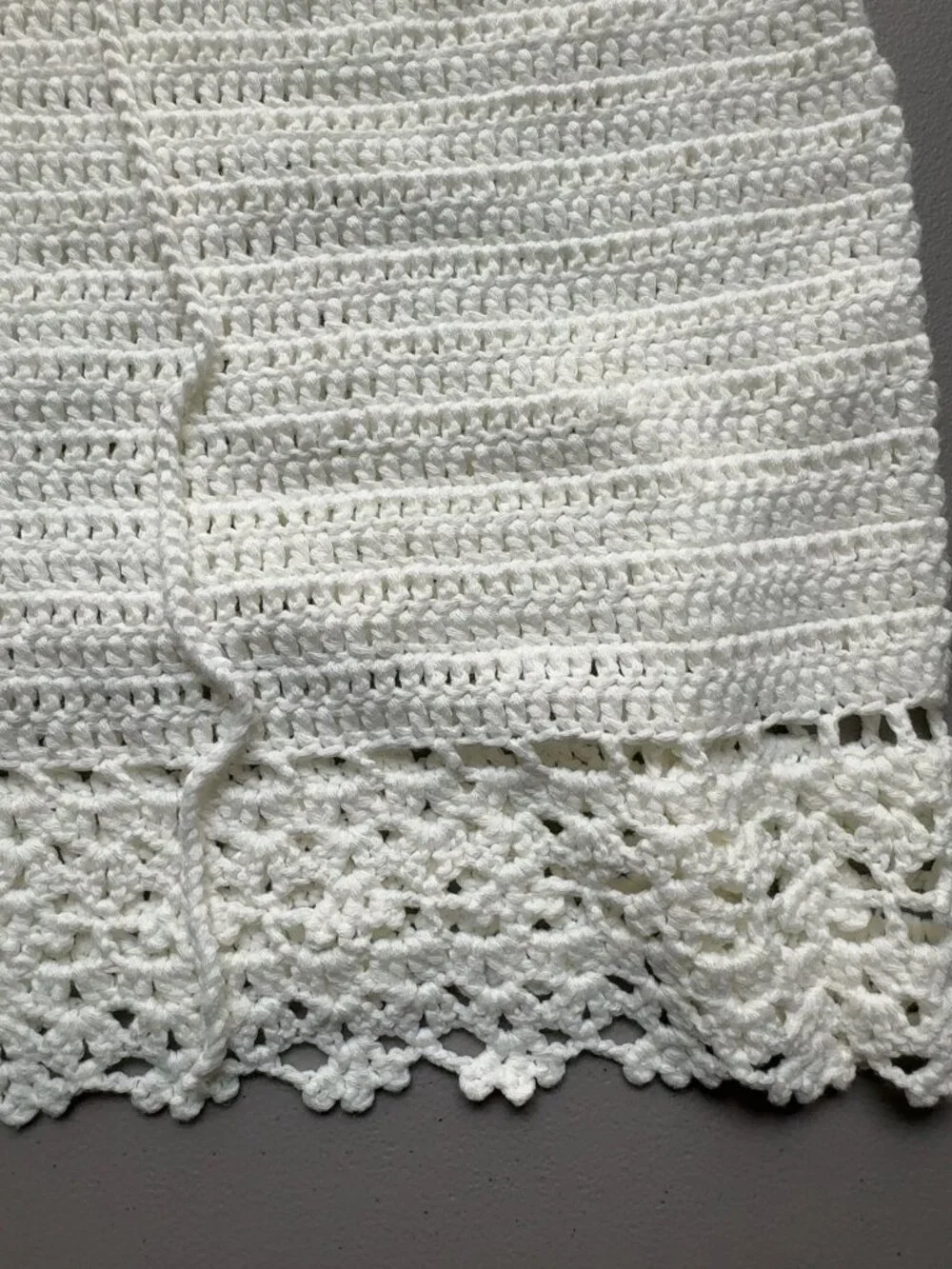 More To Come White Crochet Drawstring Waist Lace Hem Mini Skirt Size S - Picture 7 of 7